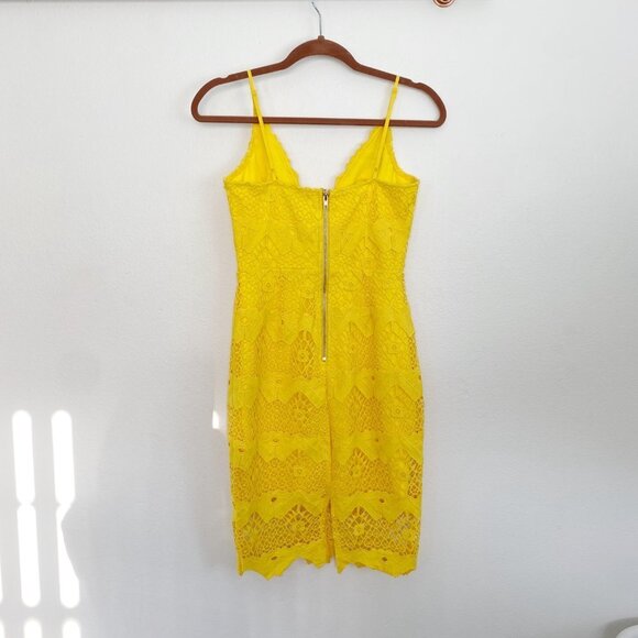 Lulu's Sway Away Golden Yellow Crochet Lace Dress XS - Picture 3 of 3